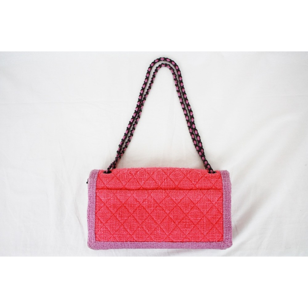 Chanel Bag Trim Shoulder Tweed Chain Purple Pink